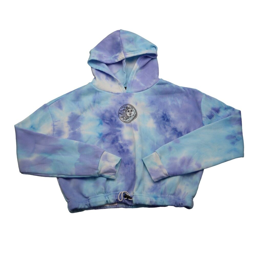 Faded Rose Sweatshirt Womens Multicolor Long Sleeve Tie Dye Drawstring Hoodie